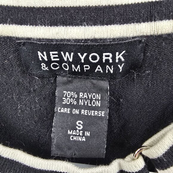 New York & Company Womens Sleeveless Black Tank Top White Trim Size S Rayon - Picture 3 of 5